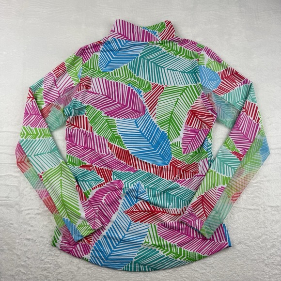 IBKUL Multicolored 1/4 Zip Neck Long Sleeve Mock Neck Top XS Abstract Pattern - Picture 5 of 8